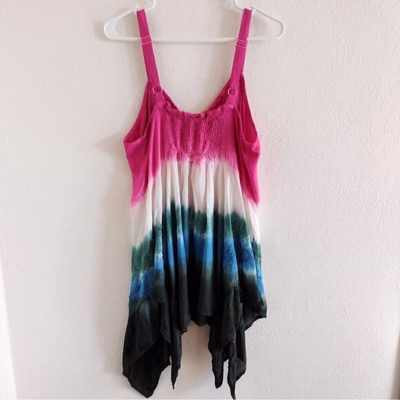 NWT Vintage L.S.I. Beaded Embroidered Tie Dye Corset Tank 2X Ombre Y2K Fairycore - Picture 2 of 11